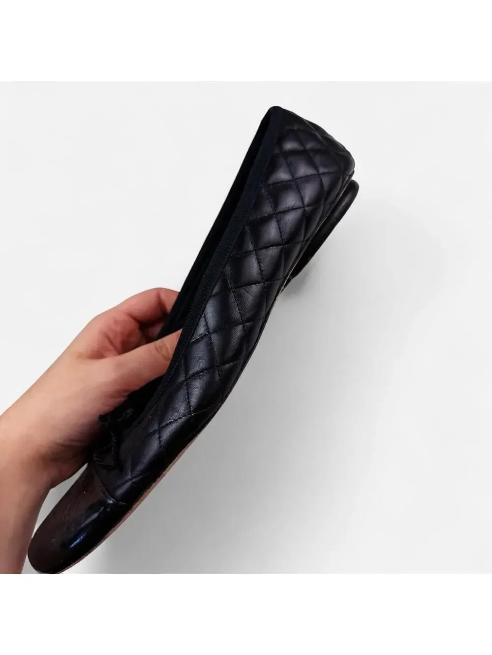 Paul Mayer Attitudes Quilted Cap Toe Bow Ballet Flats in Black